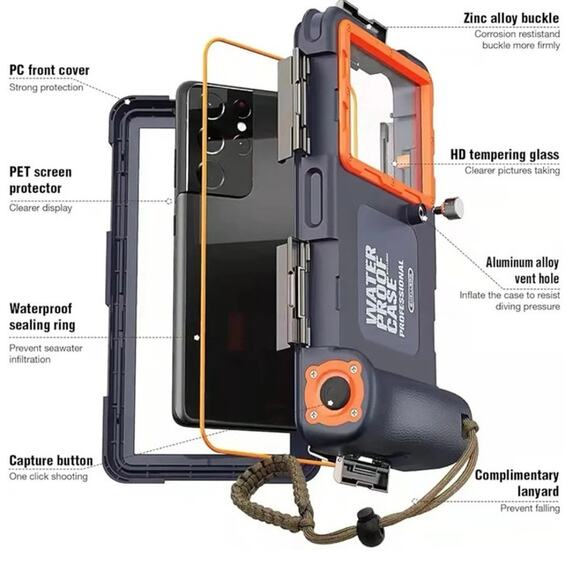 Shellbox Diving Snorkeling Waterproof Phone Case For iPhone 11/12/13/14 Pro Max - Picture 9 of 10